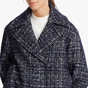 Club Monaco blue wool textured tweed belted shawl coat - size Small (S) NWT